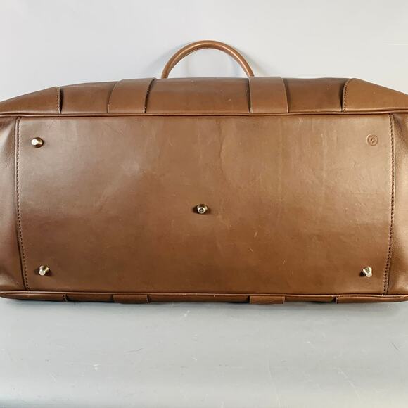 BRUNELLO CUCINELLI Chocolate Brown Leather Clasp Weekender Bag - Picture 14 of 16